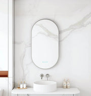 Maia 500×900mm LED Oval Mirror Gun Metal Frame