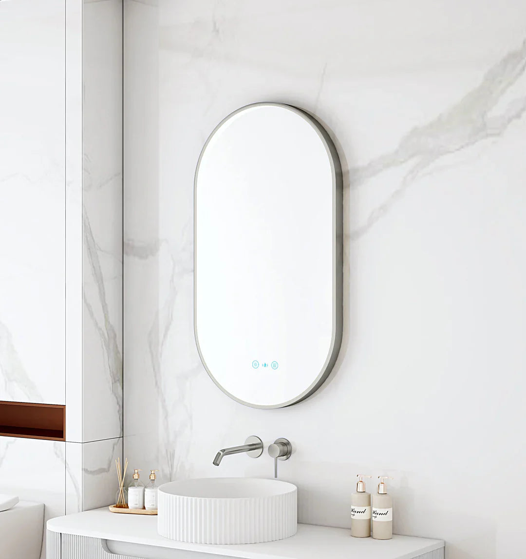 Maia 500×900mm LED Oval Mirror Gun Metal Frame