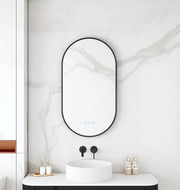 Maia 500×900mm LED Oval Mirror Matte Black Frame