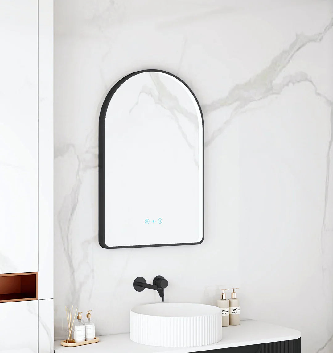 Maia 600×900mm LED Arch Mirror Matte Black Frame