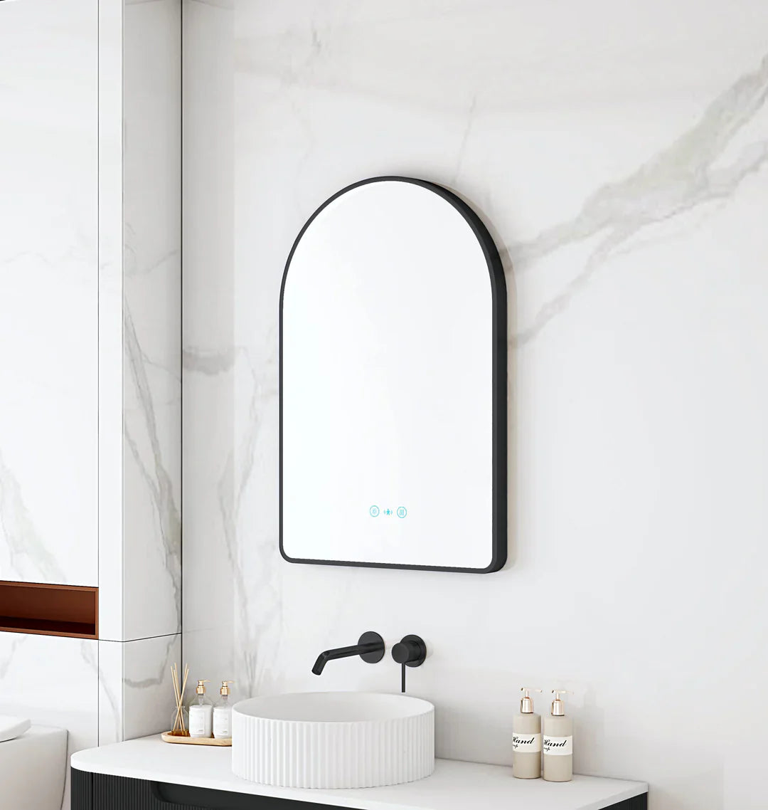 Maia 600×900mm LED Arch Mirror Matte Black Frame