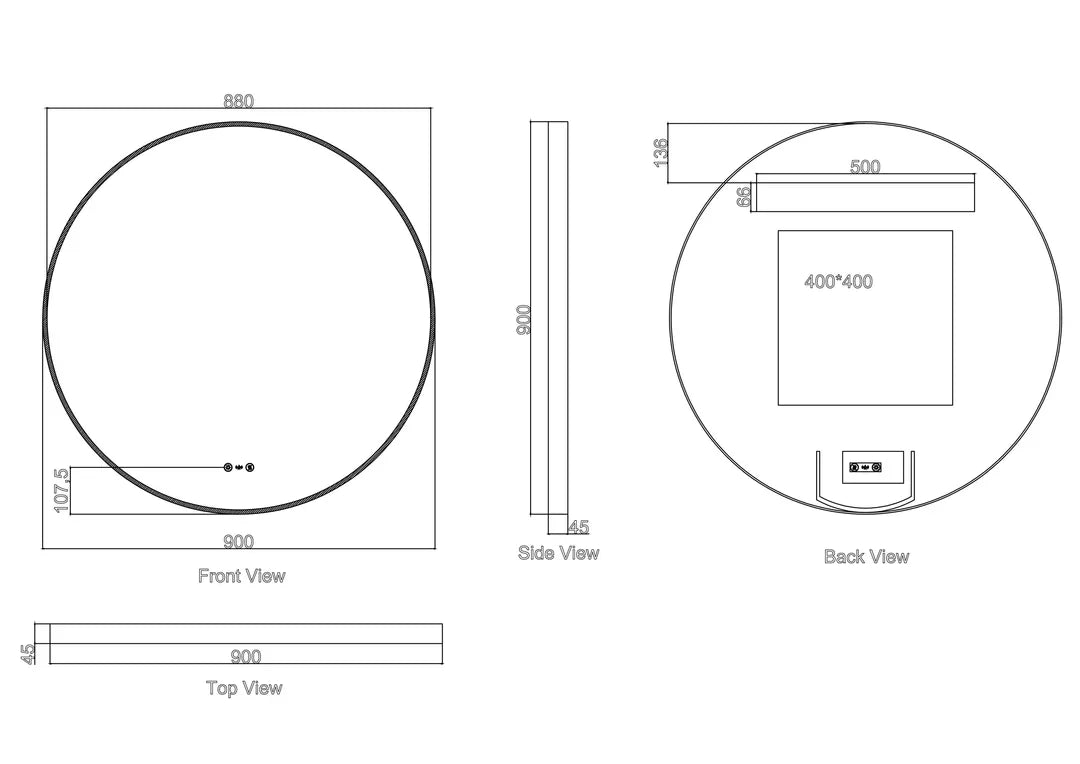 Maia 600/750/900mm LED Round Mirror – Brushed Nickel Frame