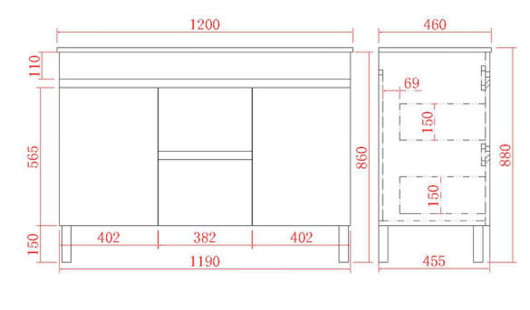 Stella Oak 1200mm Double Bowl Floor Standing Vanity