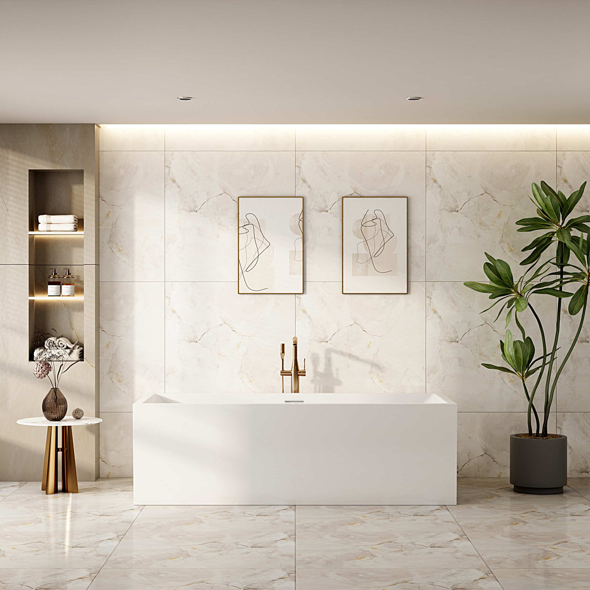 Mercio| 1300mm Multi-Fit Freestanding Gloss White Bathtub