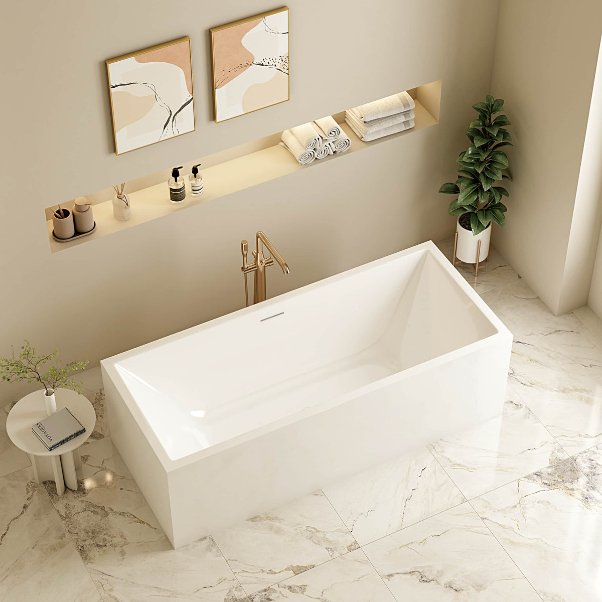 Mercio| 1300mm Multi-Fit Freestanding Gloss White Bathtub