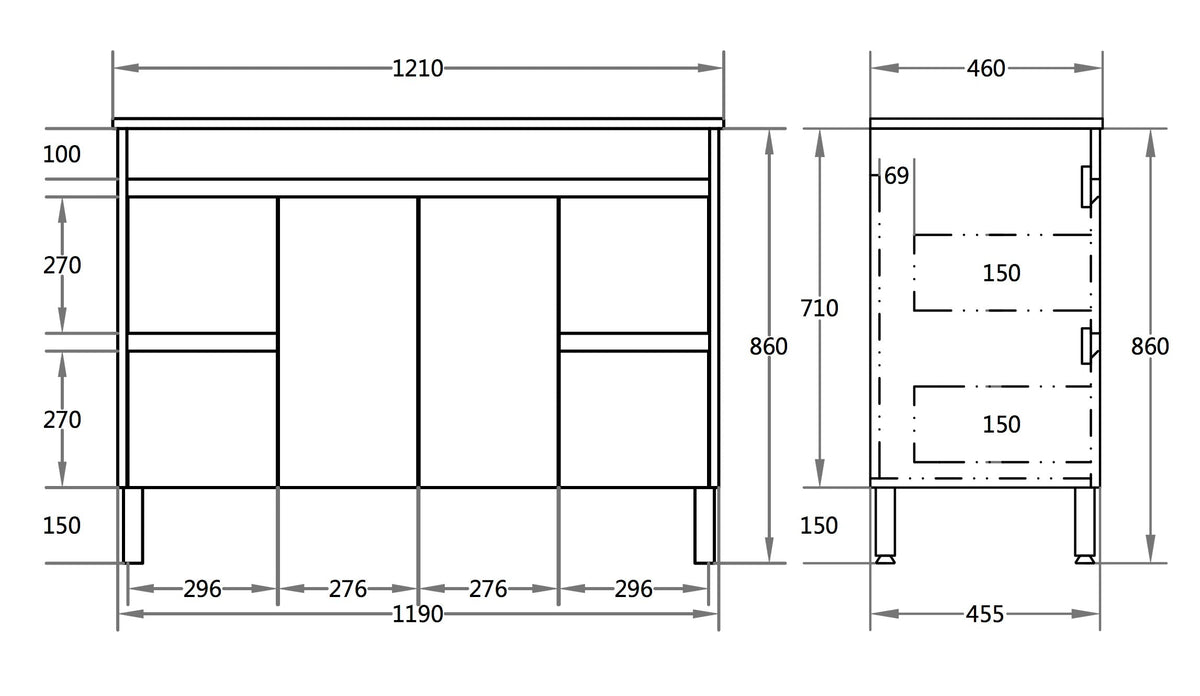 Stella Oak 1200mm Single Bowl Floor Standing Vanity