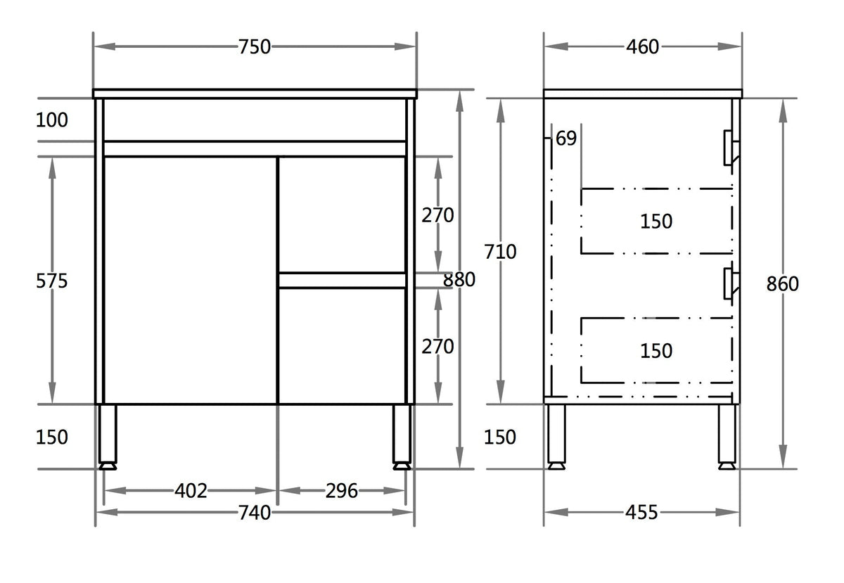 Stella Oak 750mm Floor Standing Vanity