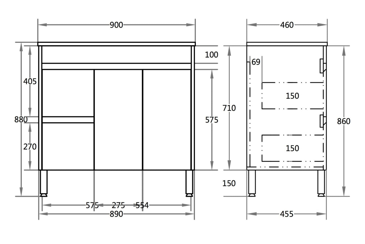 Stella Oak 900mm Floor Standing Vanity