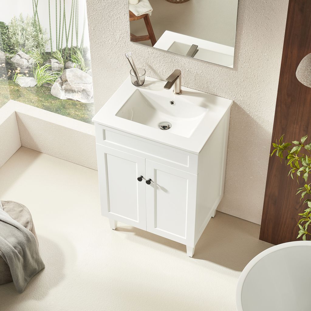 Harrington Hampton 600mm Matte White Single Bowl PVC Vanity