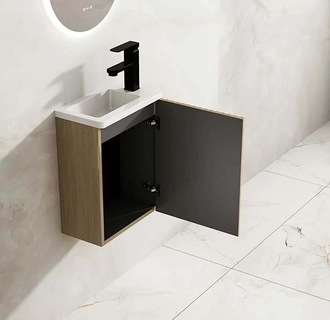 Rhea Fluted 400mm Wall-Hung Cabinet - Natural Oak