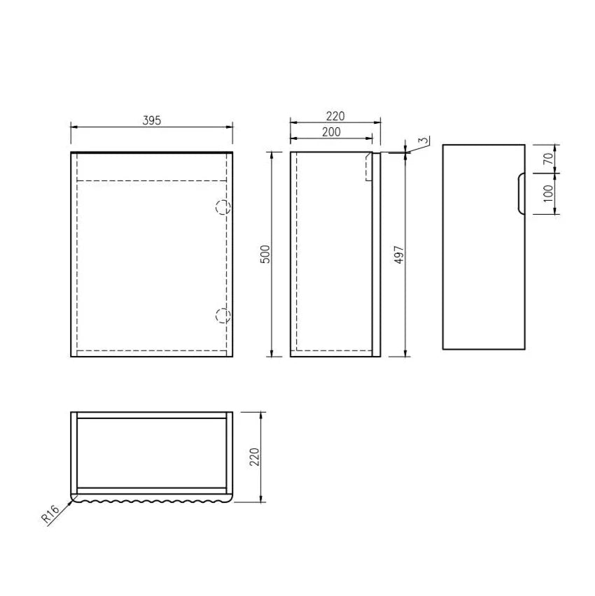 Rhea Fluted 400mm Wall-Hung Cabinet - Natural Oak