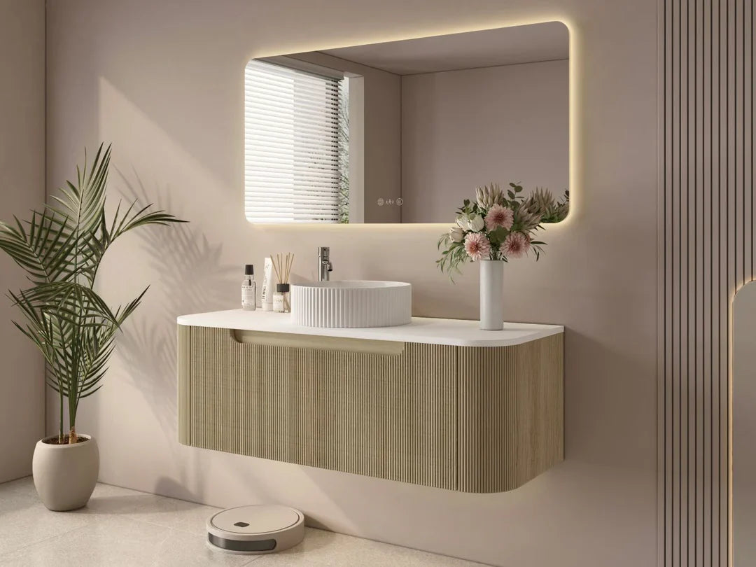 Rome 1200mm Fluted Bur Oak Wall-hung Vanity