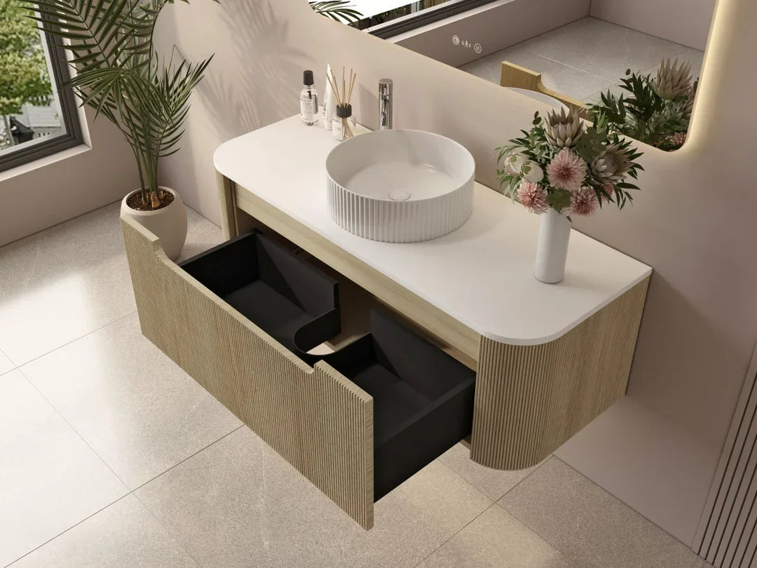Rome 1200mm Fluted Bur Oak Wall-hung Vanity