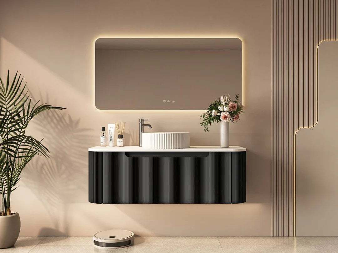 Rome 1200mm Fluted Matte Black Wall-hung Vanity