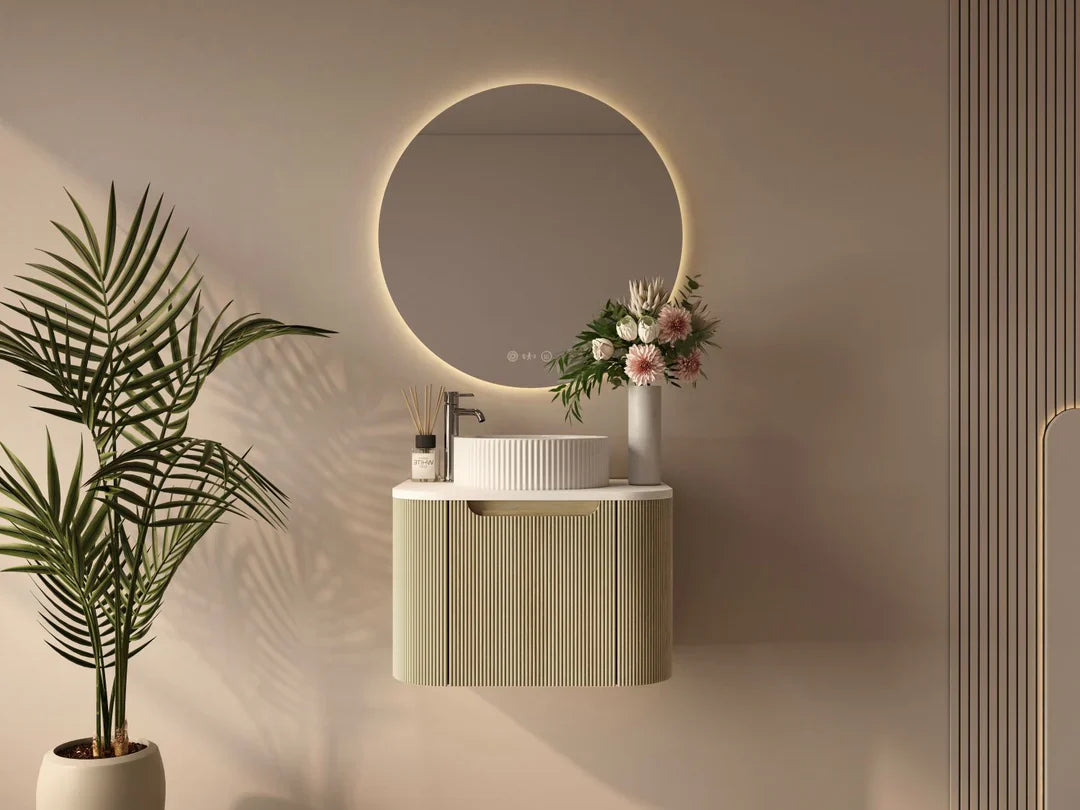 Rome 600mm Fluted Wall-hung Vanity Bur Oak