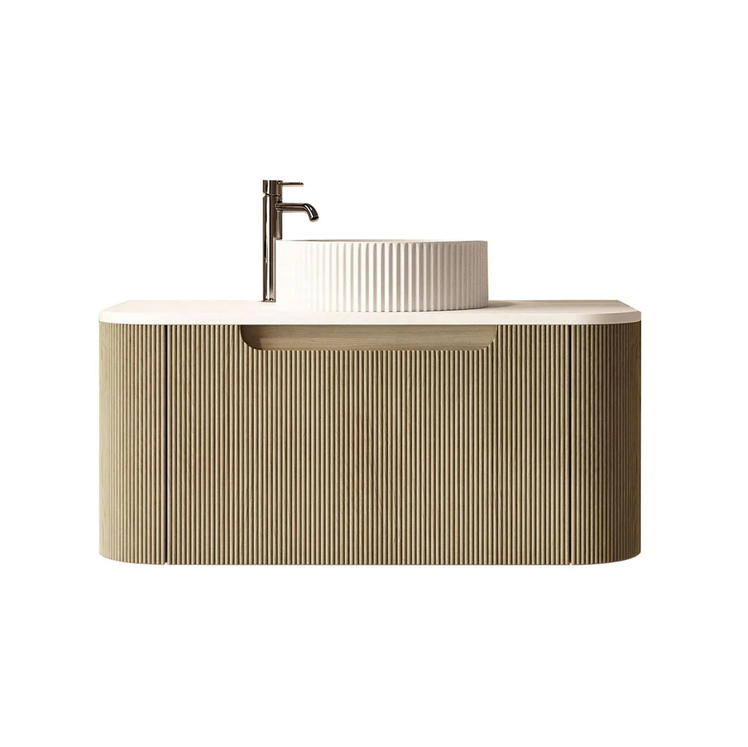 Rome 900mm Fluted Wall-hung Vanity Bur Oak