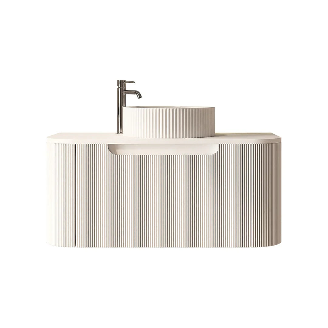 Rome 900mm Fluted Matte White Wall-hung Vanity