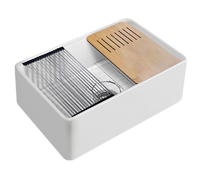 Lukka  | 760mm Orta Fine Fireclay Farmhouse Sink With Work Station