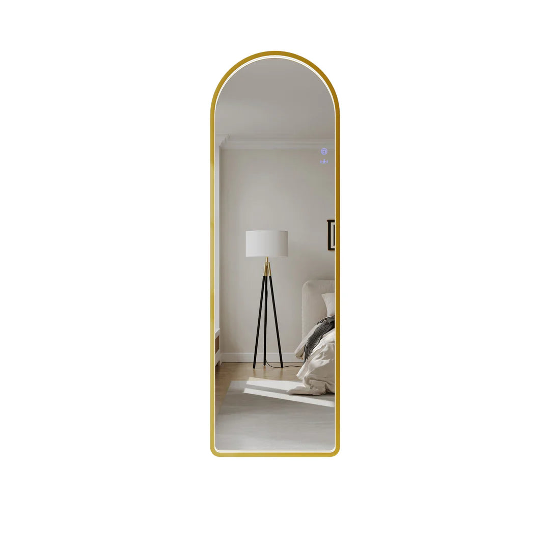 Brushed Gold 500×1600mm Saga Freestanding LED Arch Mirror