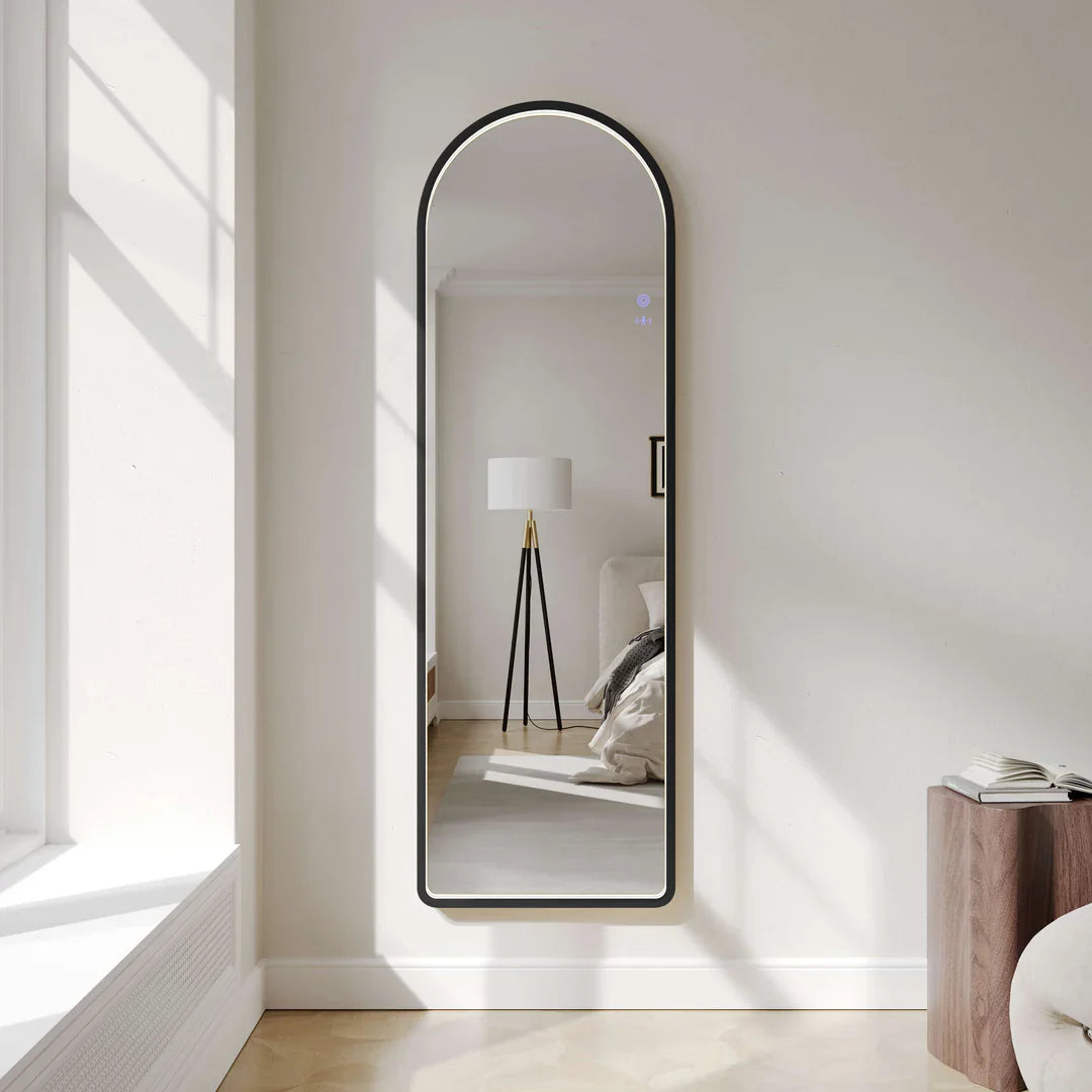 Matte Black 500×1600mm Saga Freestanding LED Arch Mirror