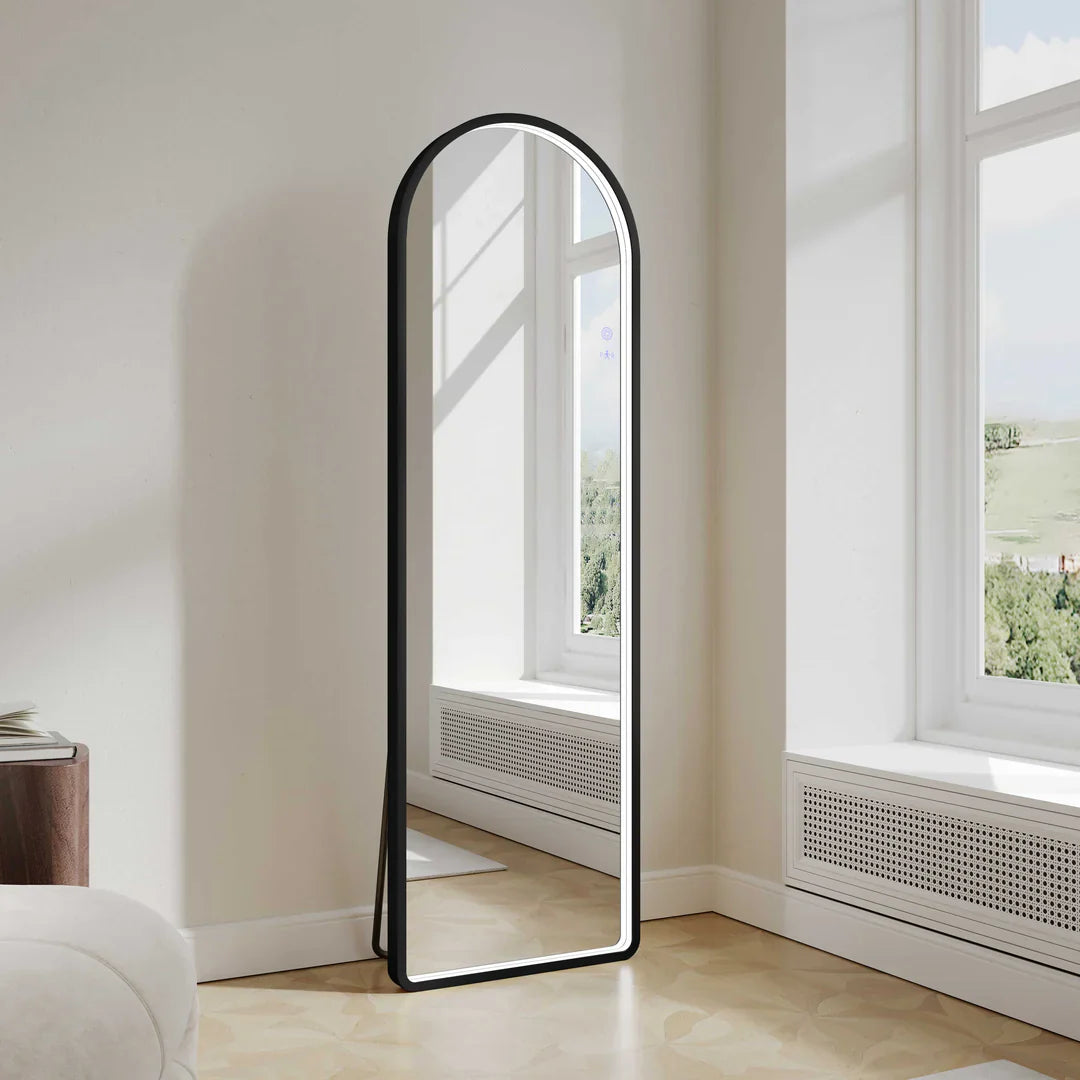 Matte Black 500×1600mm Saga Freestanding LED Arch Mirror