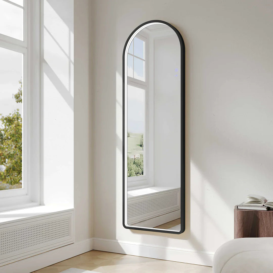 Matte Black 500×1600mm Saga Freestanding LED Arch Mirror