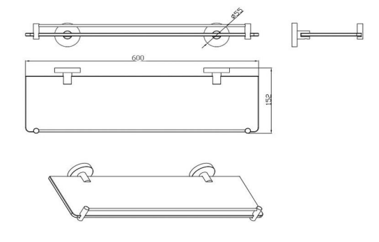 Miro Chrome Glass Shower Shelf