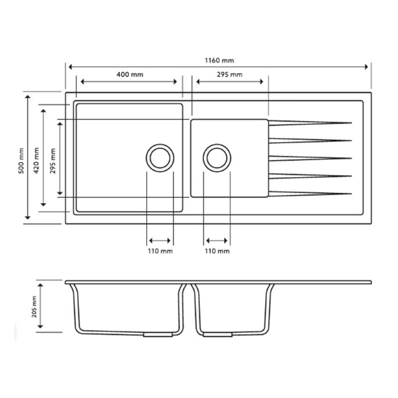 Carysil | 1160 Vivladi Grey Granite Kitchen Sink - Acqua Bathrooms
