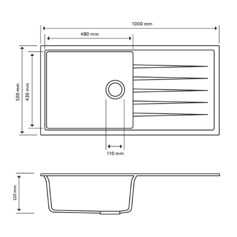 Carysil | 1000 Vivaldi Black Granite Kitchen Sink - Acqua Bathrooms