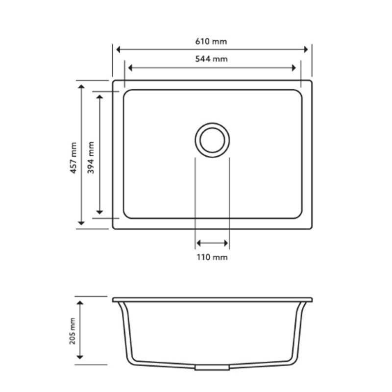 Carysil | 610 Big Bowl Grey Granite Kitchen Sink - Acqua Bathrooms