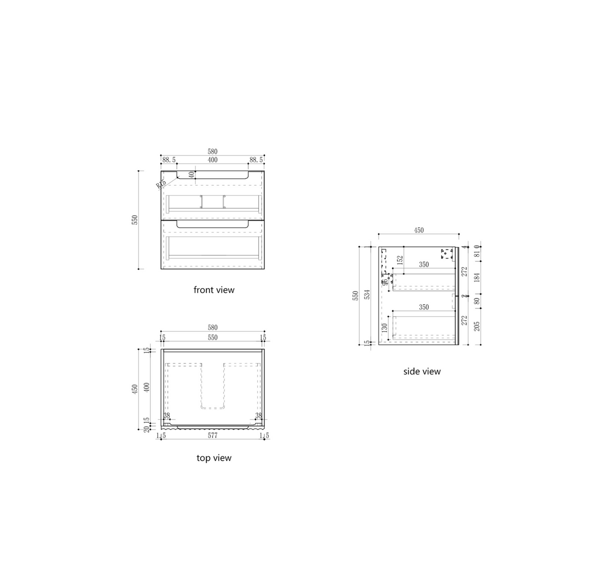 Lovina 600mm Tier Wall Hung Vanity