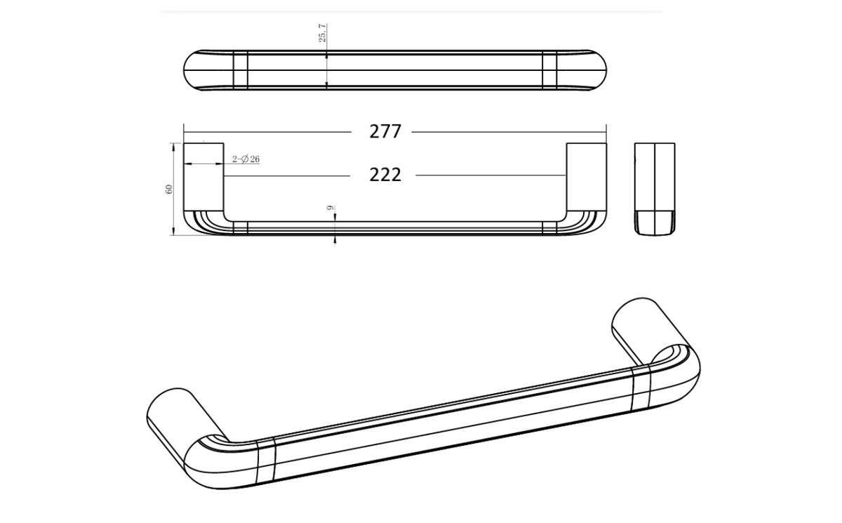 Berlin - 250mm Chrome Guest Towel Bar
