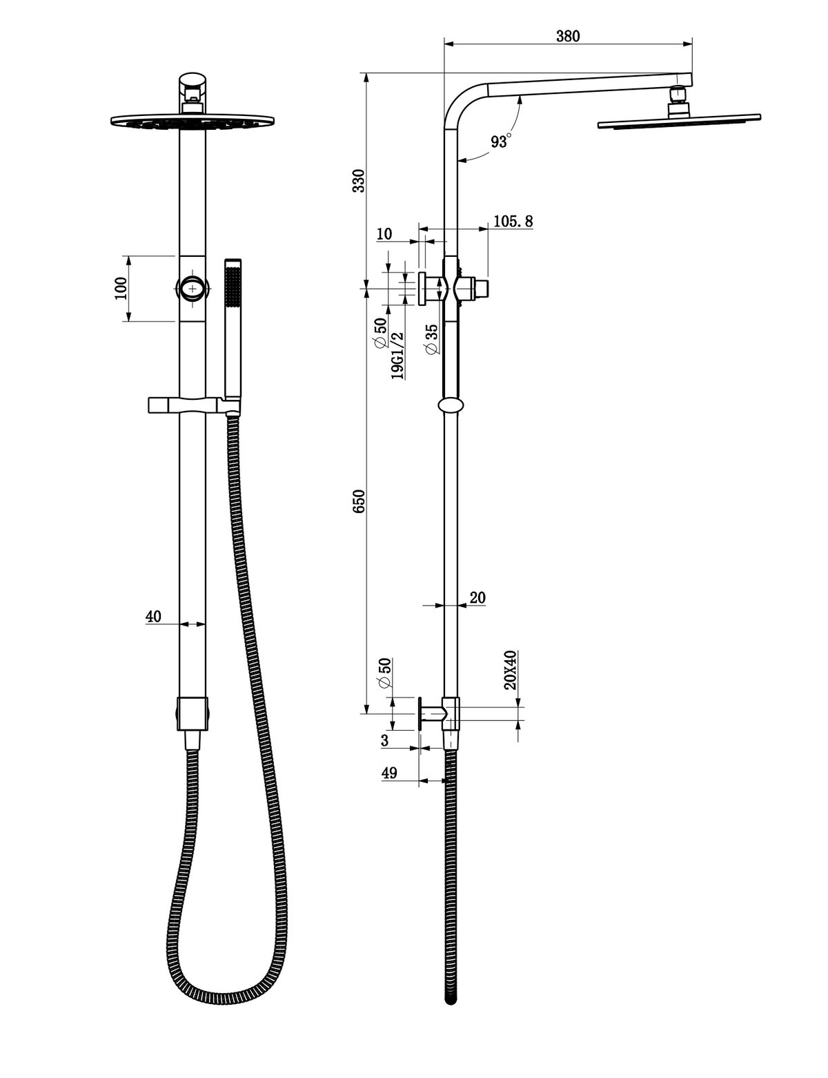 Berlin - Chrome Multifunction Shower With Air System 250MM Overhead Rain Shower