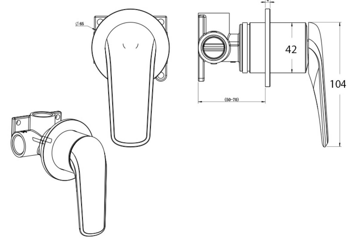 Berlin - Matte Black Bath/Shower Mixer Trim Kit Only
