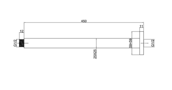 Elite Brushed Nickel Round Ceiling Shower Arm 450mm