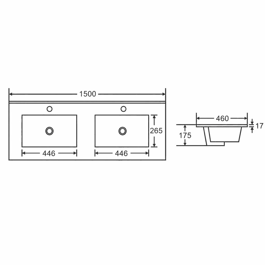 HERA 1500mm Wall-Hung Vanity - Black Oak