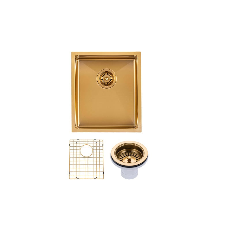 Brushed Gold 390 x 450 x 215mm Kitchen Sink - Acqua Bathrooms