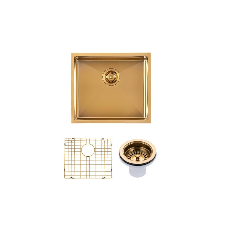 Brushed Gold 510 x 450 x 230mm Kitchen Sink - Acqua Bathrooms
