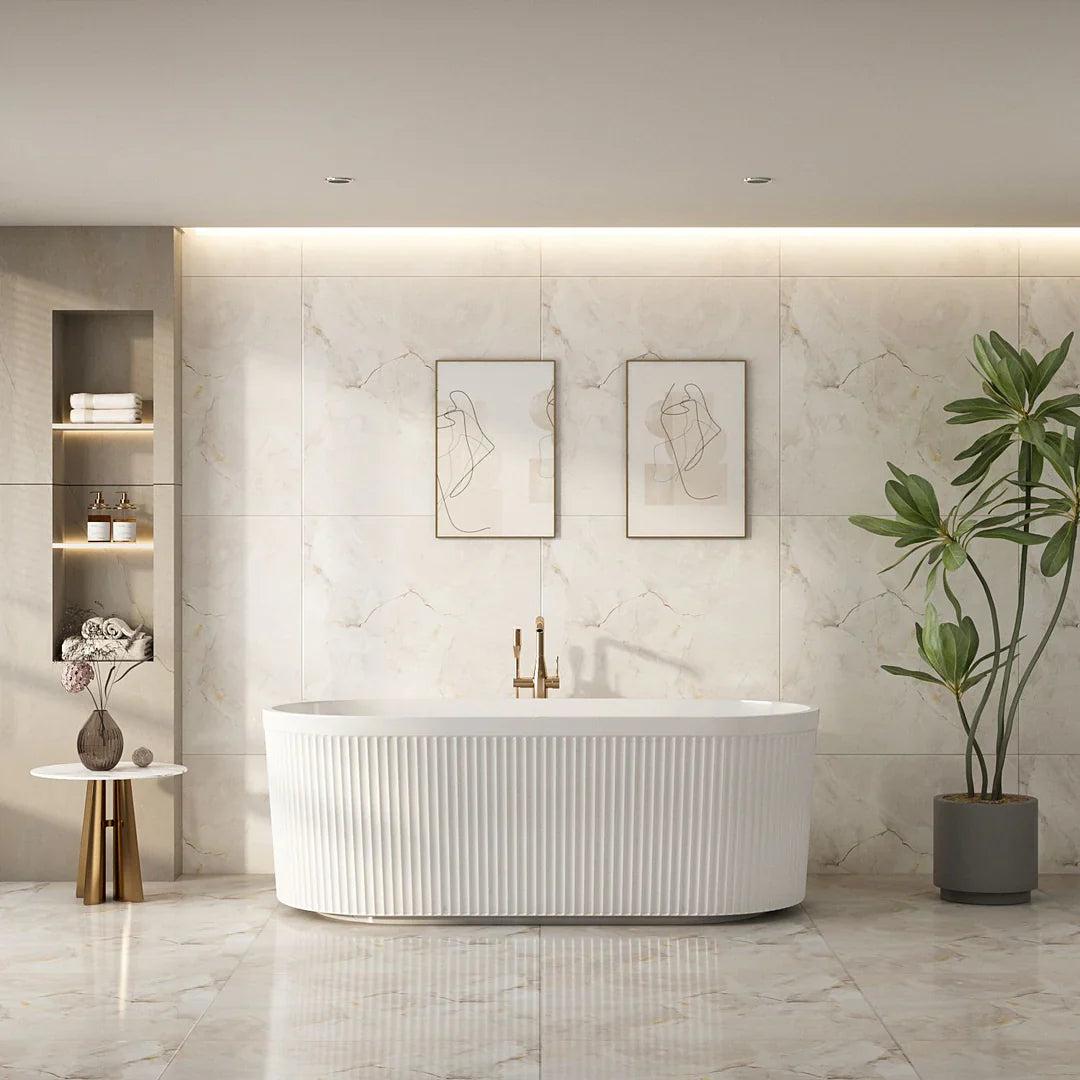1500mm/1700mm Tyler Freestanding Fluted Bathtub – Gloss White