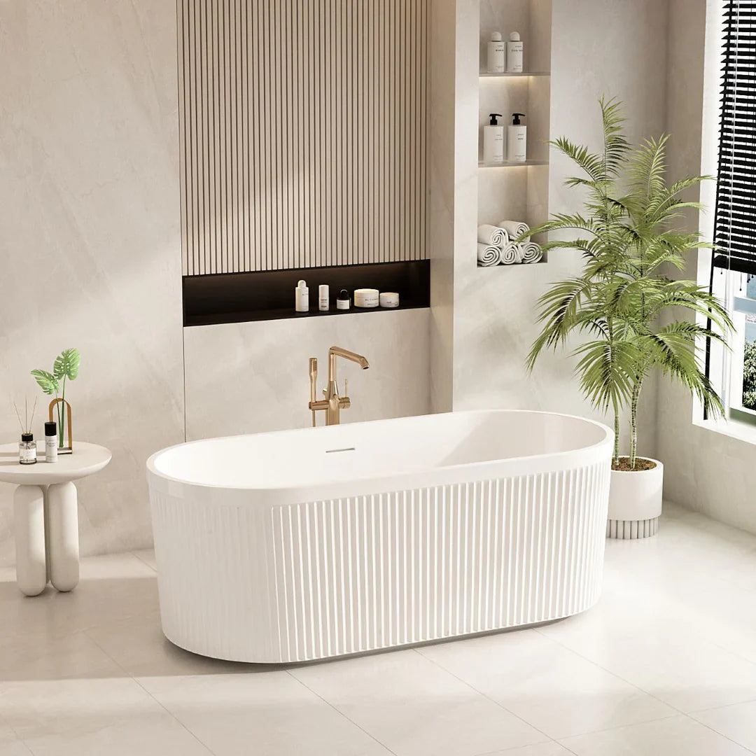 1500mm/1700mm Tyler Freestanding Fluted Bathtub – Gloss White