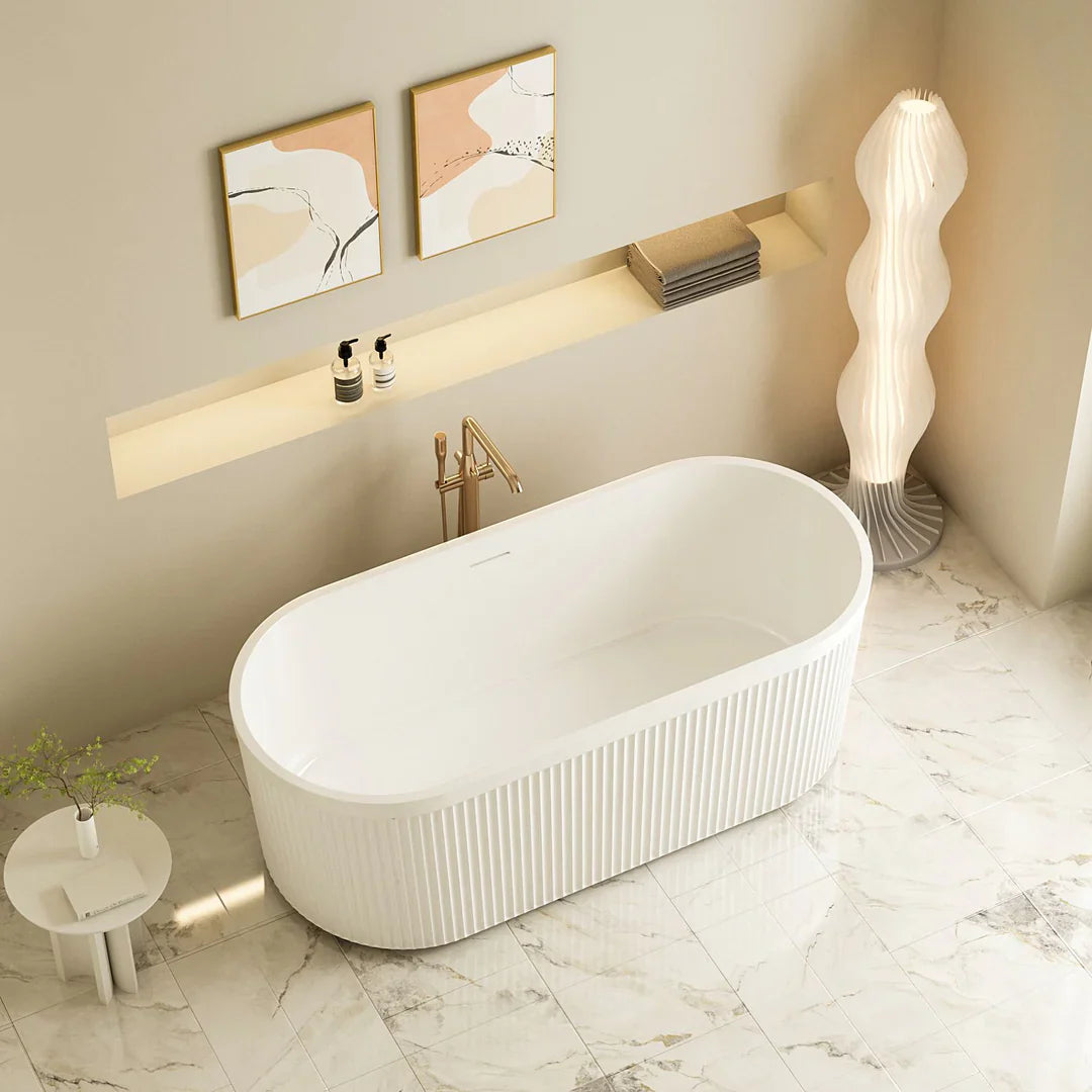 1500mm/1700mm Tyler Freestanding Fluted Bathtub – Gloss White