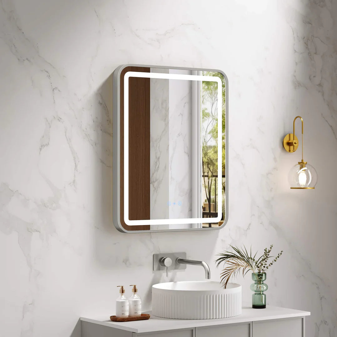 Brsuhed Nickel Frame Venus 600mm / 750mm / 1200mm LED Rectangular Mirror
