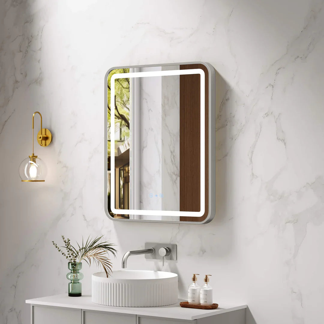Brsuhed Nickel Frame Venus 600mm / 750mm / 1200mm LED Rectangular Mirror