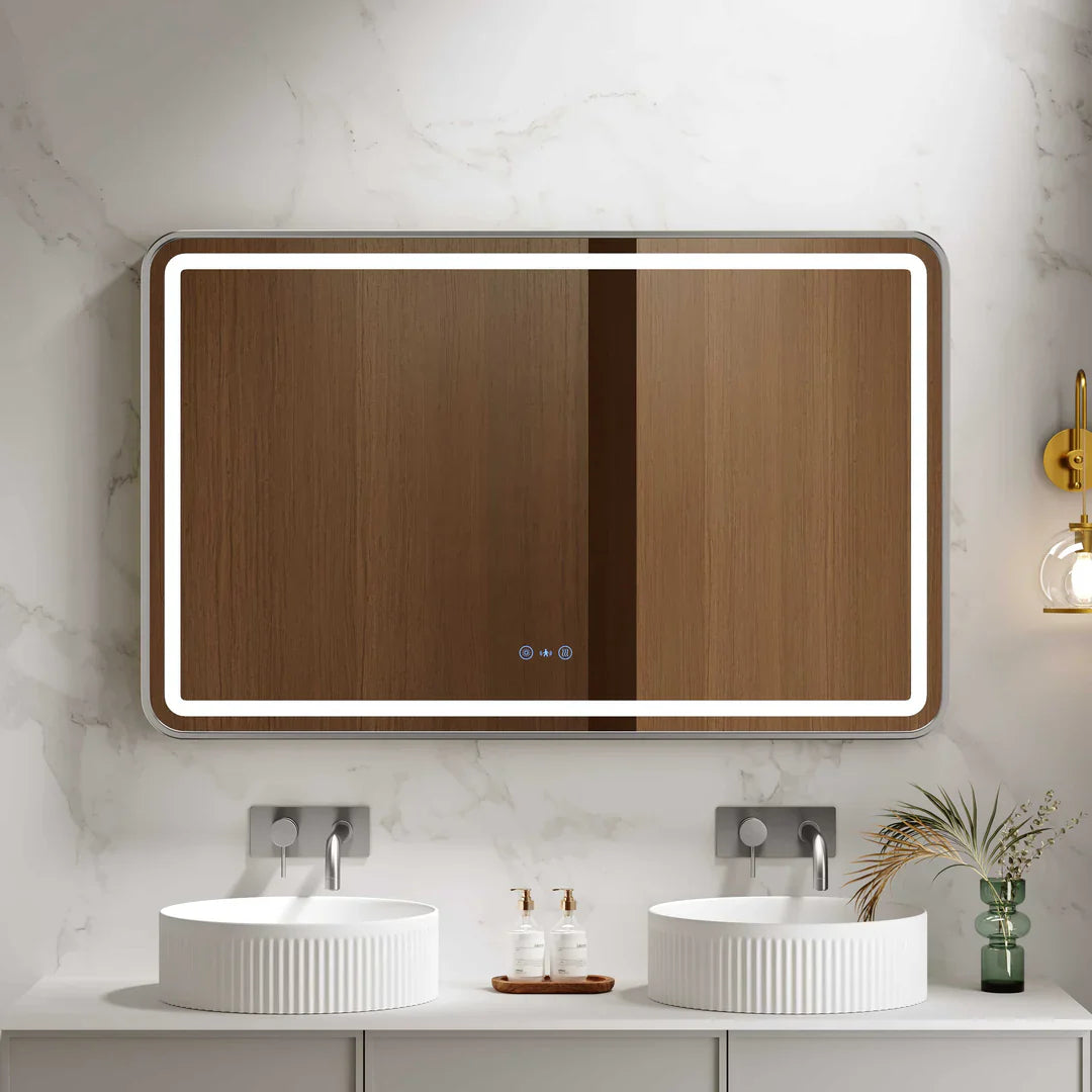 Brsuhed Nickel Frame Venus 600mm / 750mm / 1200mm LED Rectangular Mirror