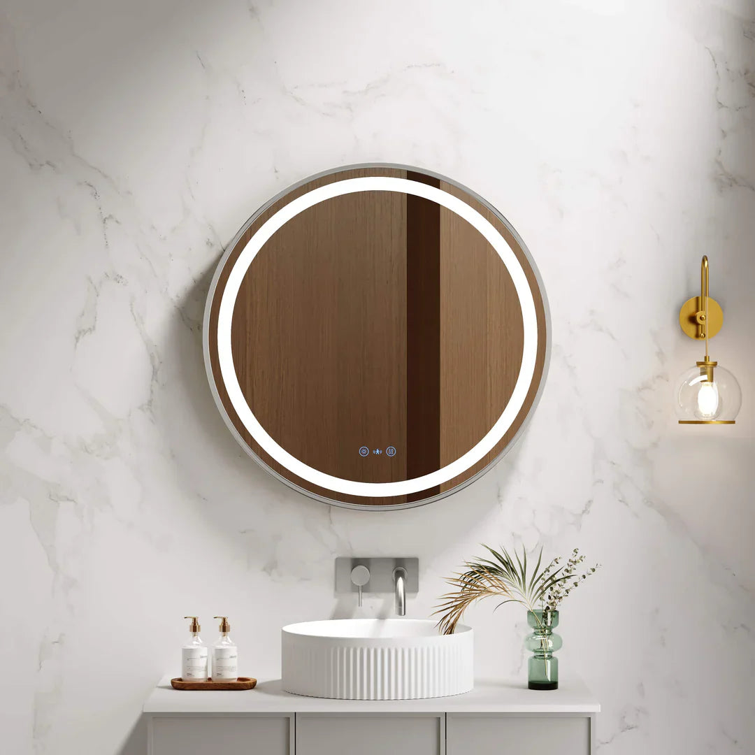 Brsuhed Nickel Frame Venus 600mm / 750mm / 900mm LED Round Mirror