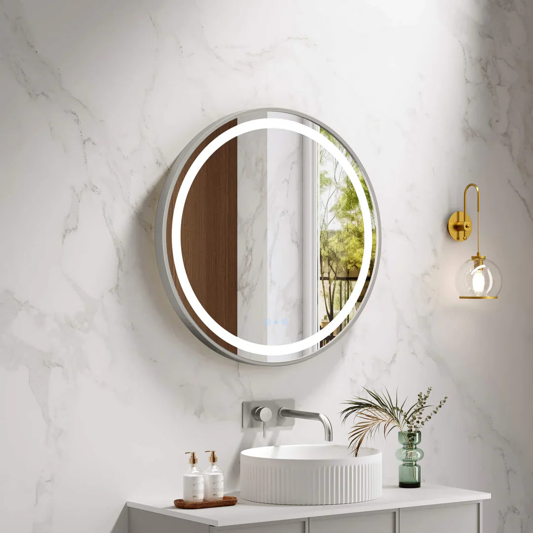 Brsuhed Nickel Frame Venus 600mm / 750mm / 900mm LED Round Mirror