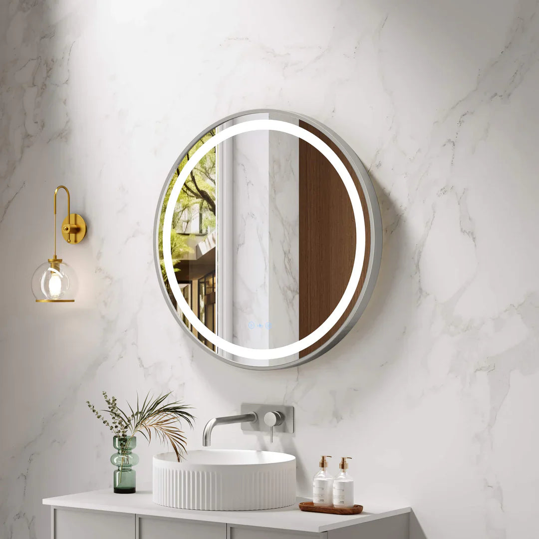 Brsuhed Nickel Frame Venus 600mm / 750mm / 900mm LED Round Mirror