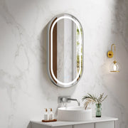 Venus 500×900mm LED Oval Mirror – Brushed Nickel Frame
