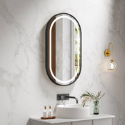 Venus 500×900mm LED Oval Mirror – Matt Black Frame