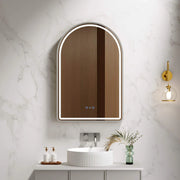 Venus Brsuhed Nickel Framed 600×900mm LED Arch Mirror